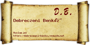 Debreczeni Benkő névjegykártya